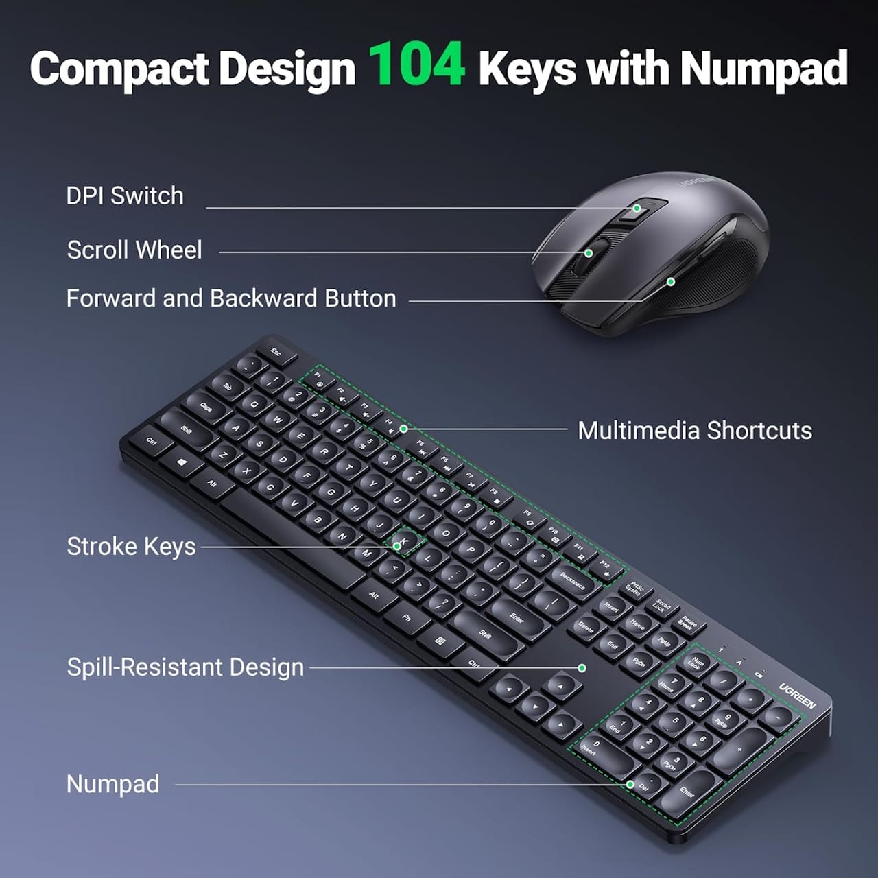 کیبورد و ماوس یوگرین مدل UGreen MK006-15659 - Image 7