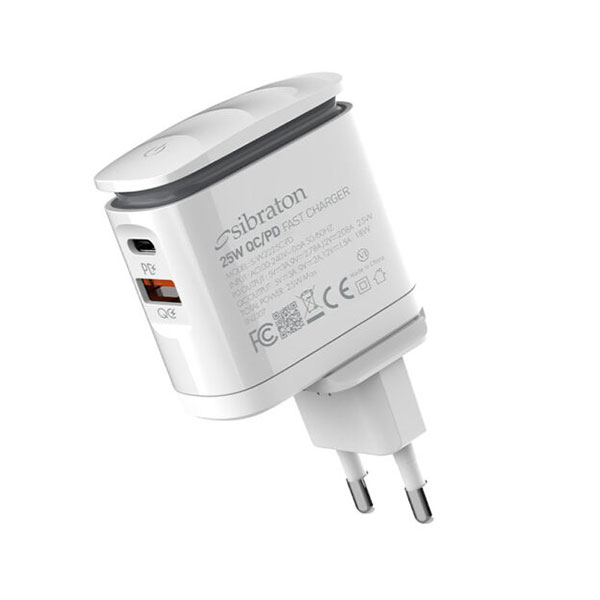 شارژر دیواری سیبراتون مدل Sibraton S-W2225C-PD 25W - Image 3
