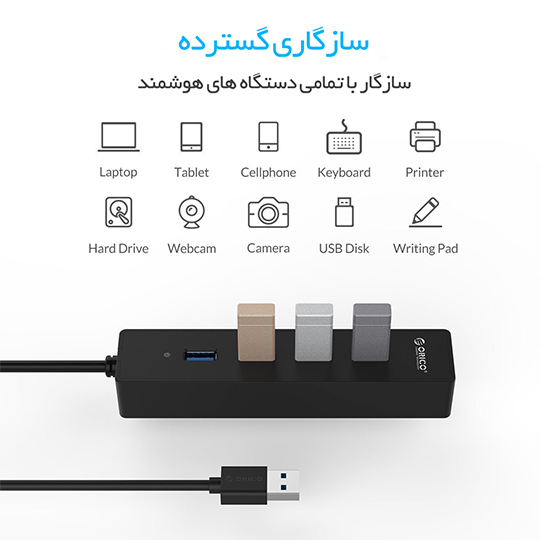 هاب ۴ پورت USB3.0 اوریکو مدل ORICO W8PH4-U3-BK نیکان پاسارگاد - Image 5