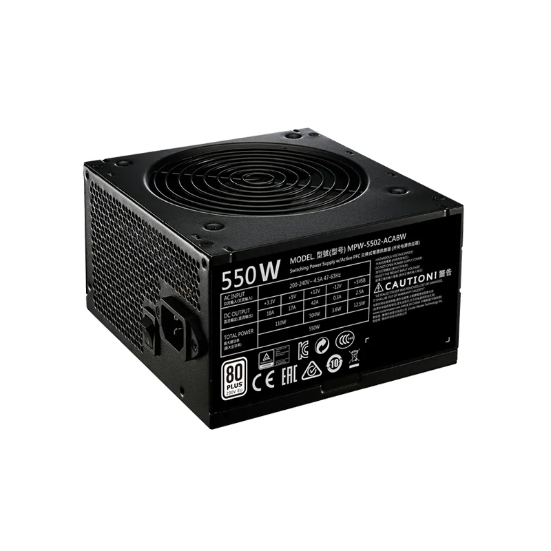 منبع تغذیه کامپیوتر کولر مستر مدل COOLER MASTER MWE WHITE 550W 230V - Image 2