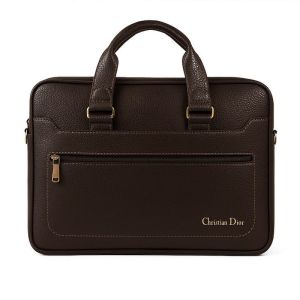 کیف لپ تاپ چرمی 15.6 اینچی کریستین دیور مدل Christian Dior P-11 قهوه ای سوخته